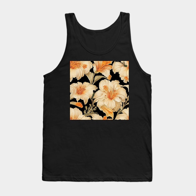 Ivory Cream Daylily Tank Top by VintageFlorals